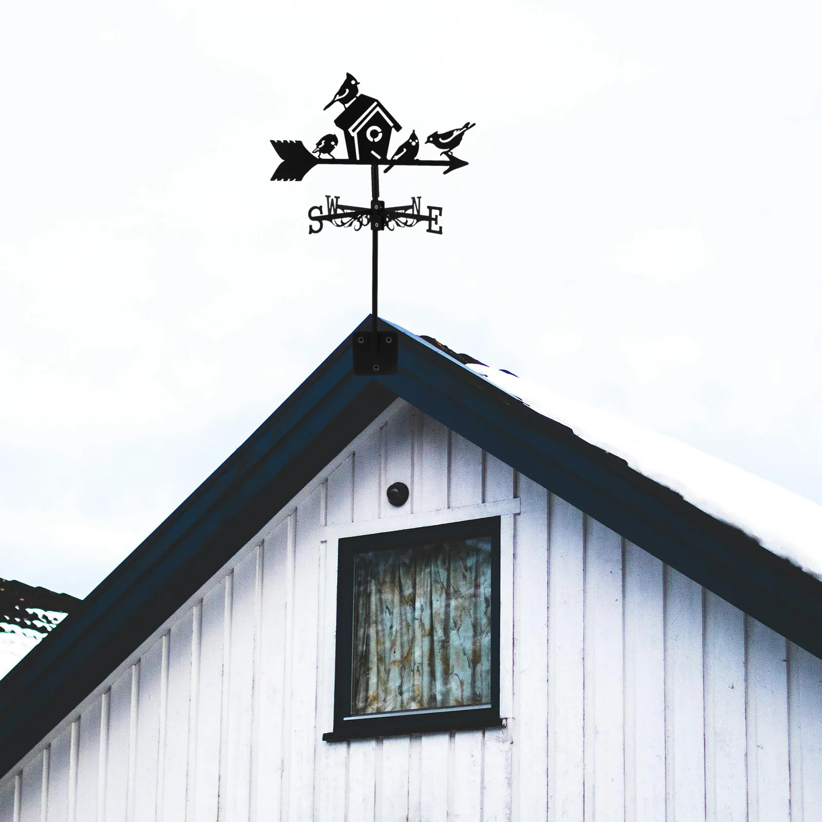 Metal Birdhouse Weathervane Iron Wind Vane for Garden Yard Roof Mount Wind Direction Indicator Outdoor Decor Weather Vane Tool view 2