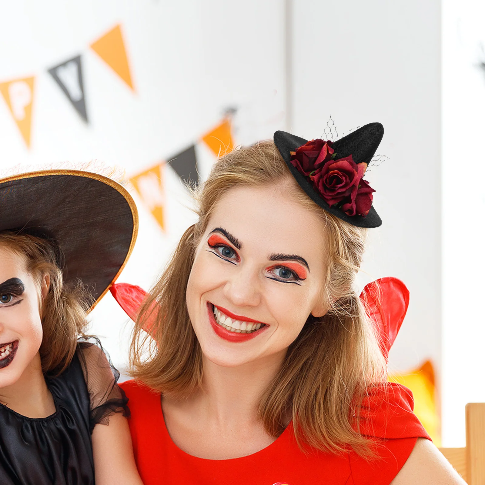 Cappello da strega per donne e bambini, leggero, per feste di Halloween, decorazioni per capelli in maschera, accessorio per eventi di danza del mago