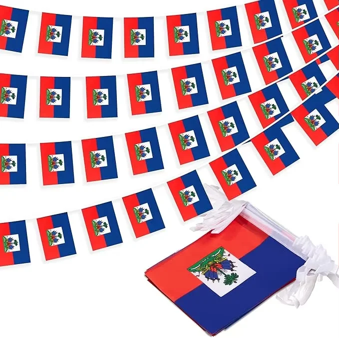 Haiti bunting flags 14x21cm 20pcs/lot Haiti String flags Pennant Banner for Festival Party decoration