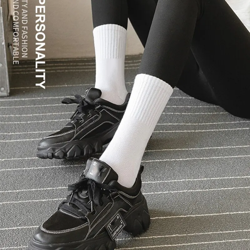 5 Pairs of Mid-calf Sports Socks for Women Soft and Comfortable Stylish and Practical Cotton Socks with Yoga Pants image 5