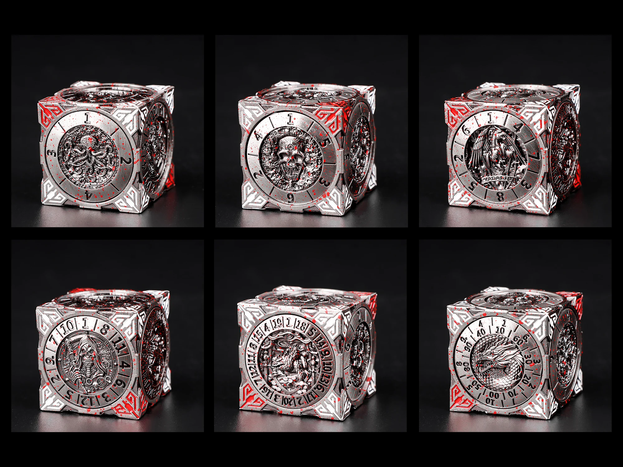 7 in 1 DND Spinner Dice Set Unique Metal Cube D&D 3D Relief Dice for Dungeons And Dragons Cool Polyhedral Role Playing Gift