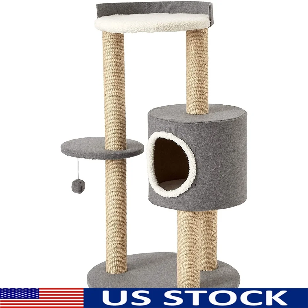 

4-Level Cat Tree with Cozy Condo Multi-Level Scratching Perch Play Station Easy Assembly Cat Furniture 39.4in Tall