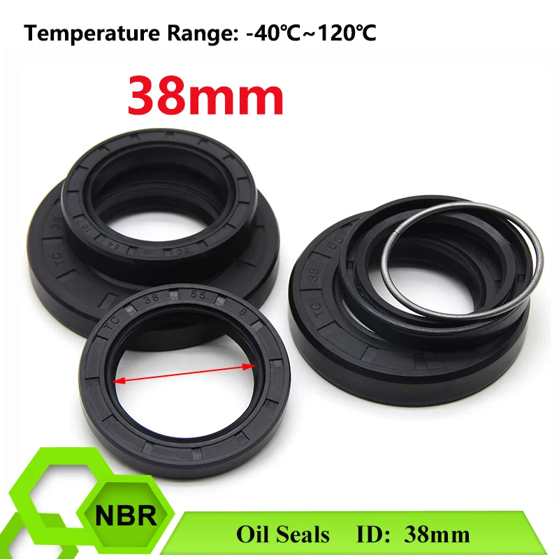 Black NBR Oil Seals Gasket ID 38mm TC-38*48/50/52/54/55/56/58/60/62/65/70/72/75*7/8/10/12mm Nitrile Rubber Shaft Double Lip