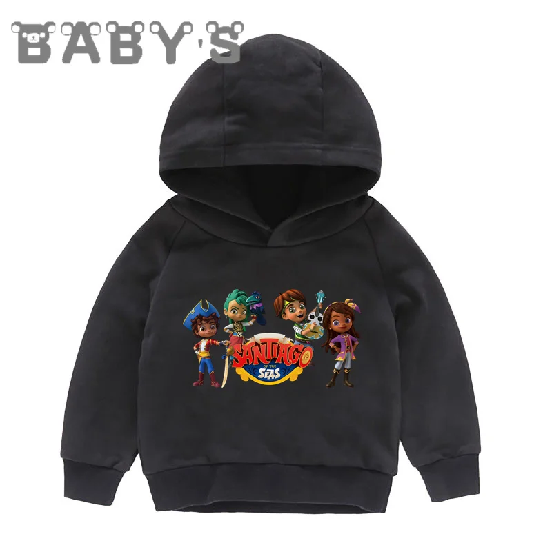 Hot Sale Santiago Print Cartoon Kids Hoodies Cute Funny Boys Girls Sweatshirts Autumn Children Clothes Cotton Baby Tops,KMT5877