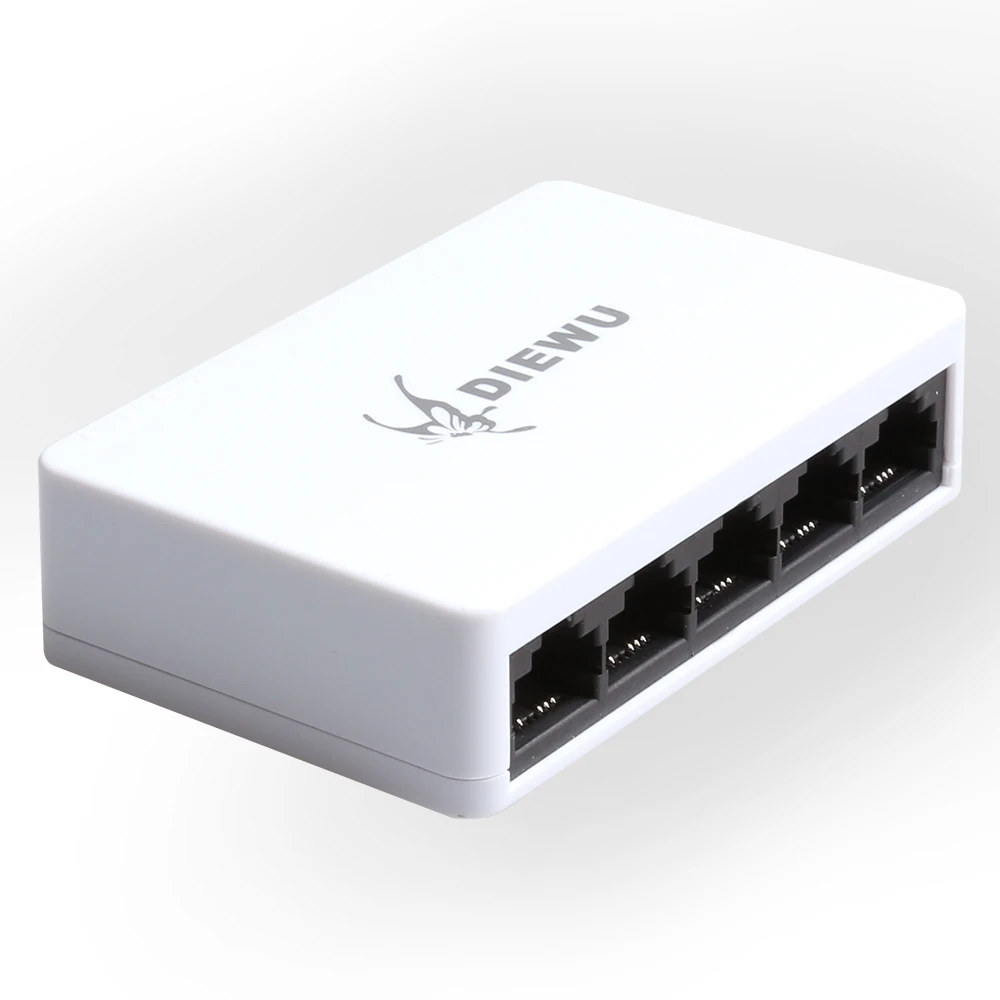 2 шт. DIEWU производитель белый корпус 5 портов RJ45 мегабитный 10/100 Мбит/с Ethernet Lan коммутатор