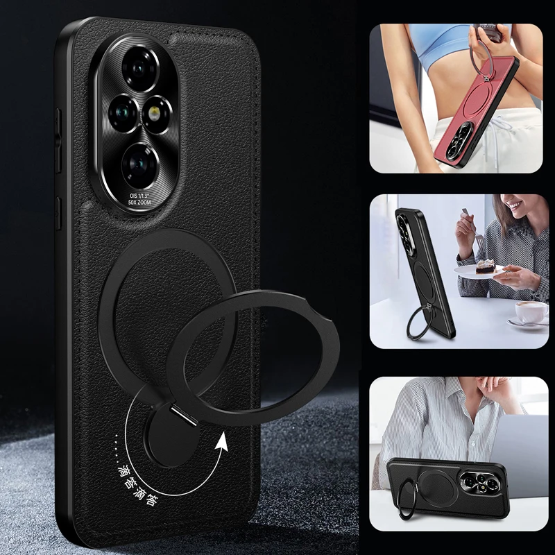 

Противоударный силиконовый мягкий кожаный чехол с беспроводной зарядкой, металлическая катушка для Honor 200 300 Pro, защитный чехол для телефона