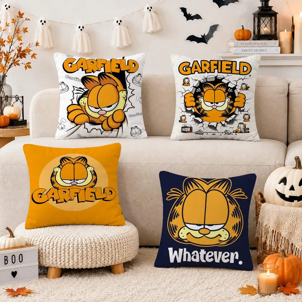 Anime G-Garfield Cute Cartoon Cushion Cover Soft Short Plush Double-Sided Print Throw Pillow Case Home Decor Gift