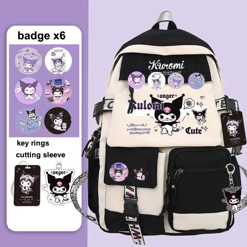 New Sanrio Kuromi Fashion Backpack Girl Harajuku Large Capacity Shoulder Bags Women School Students Bags Sanrio Cartoon Bag