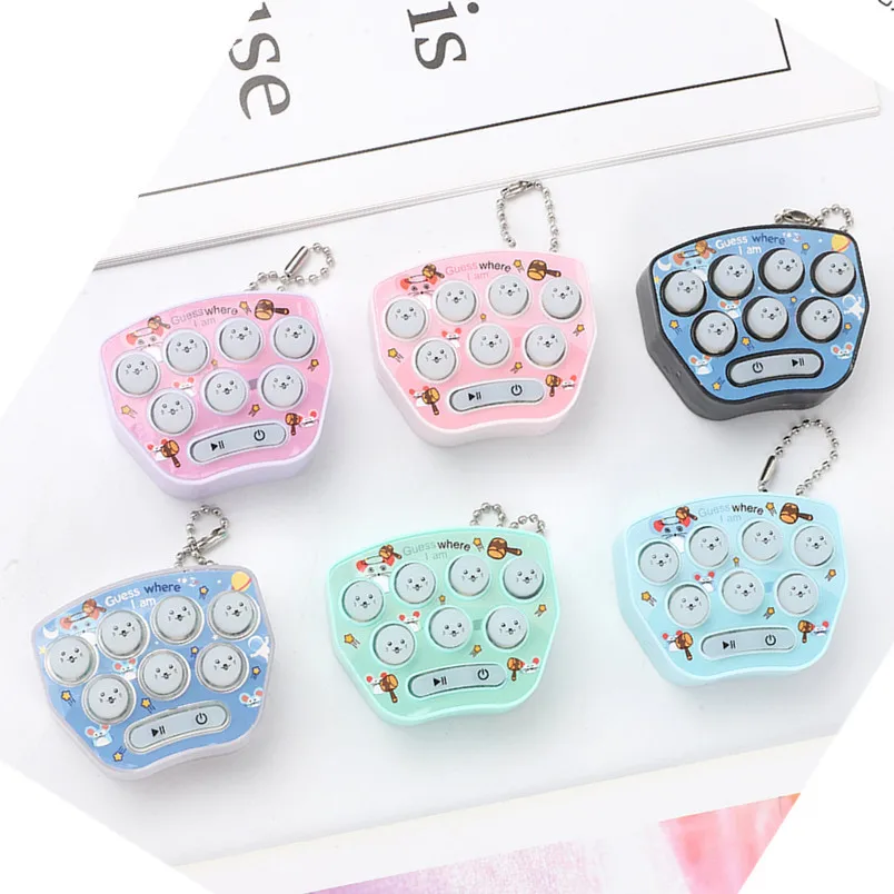 Whack A Mole Game Decompression Toy Keychain with Sound Light Whacker Toy Game Machine for Kids Boys Girls