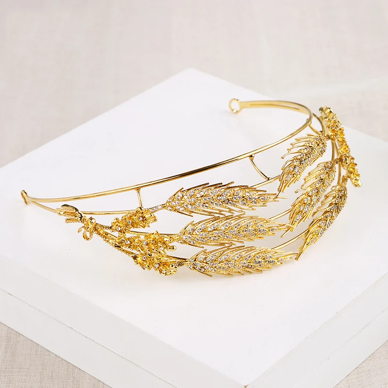 Luxury Zircon Bridal Tiaras Wedding Crown Wheat Headband Bridesmaid Hairband Hair Accessories  Jewelry