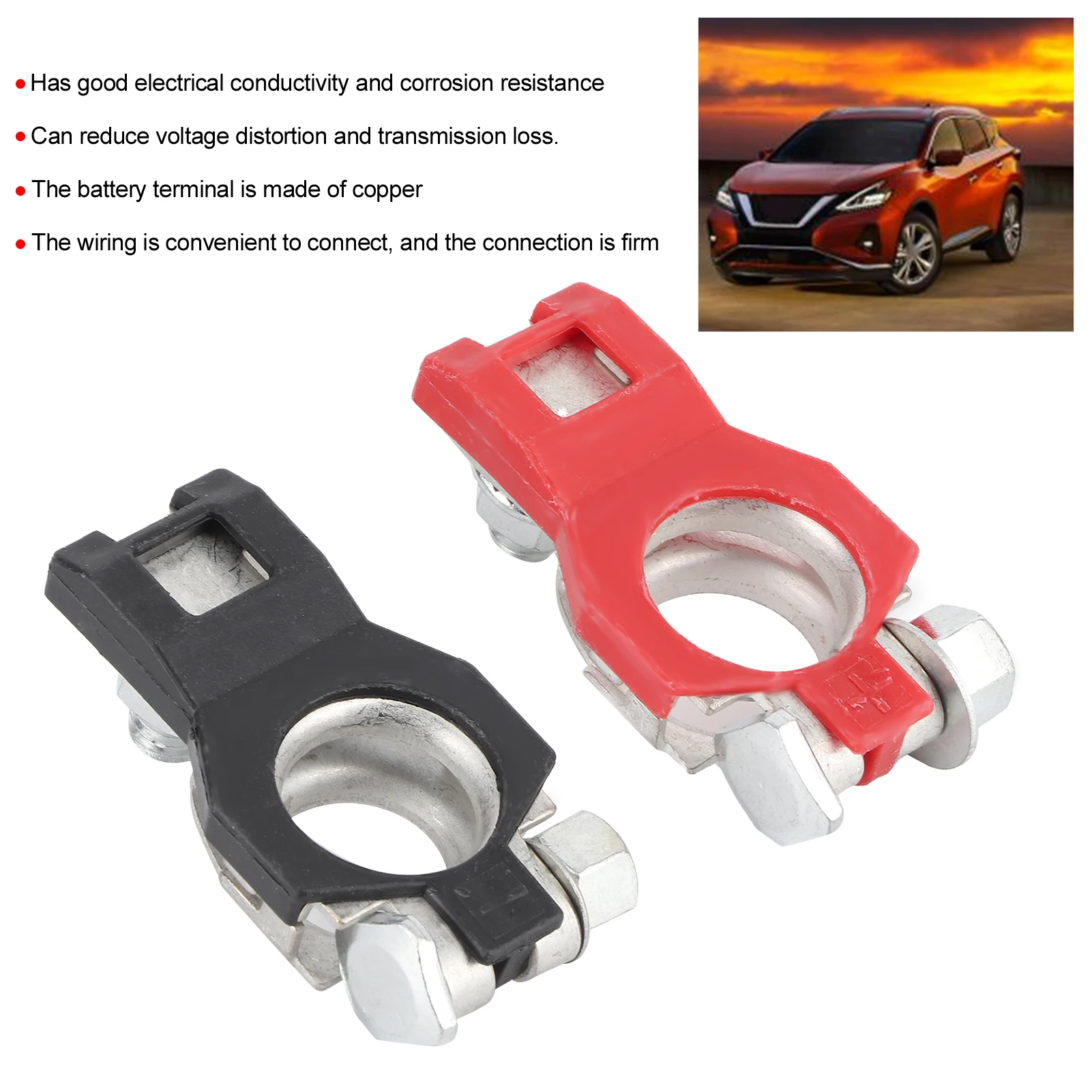 10Pair Battery Cable Terminal Clamps Connectors Set Negative Fit Positive Negative Battery Terminal