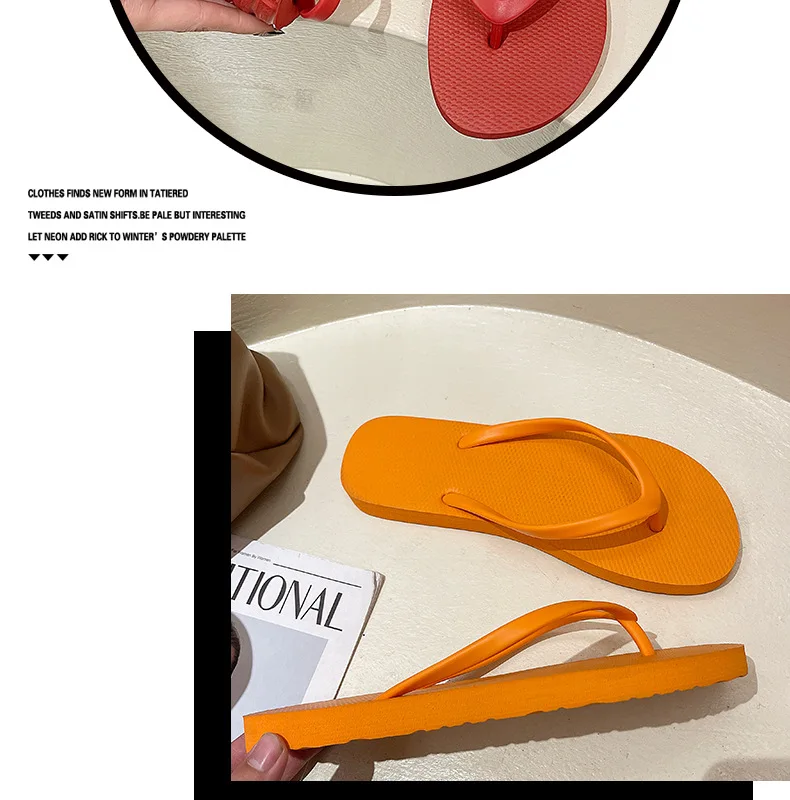 Women's Flats Flip Flops Non-Slip Summer New Casual Beach Women's Sandals Household Daily Fashion Comfortable Women's Slippers