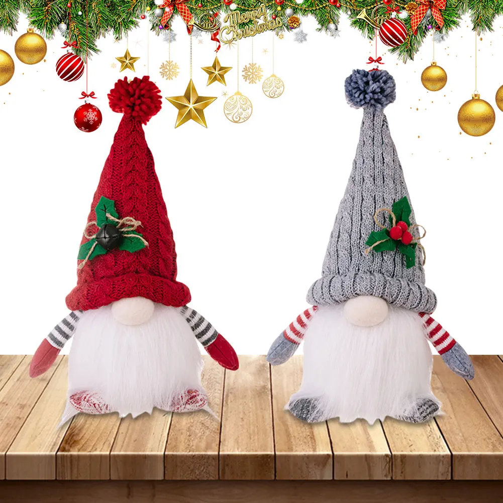 Set of 2 Christmas Plush Gnome Illuminated Christmas Gnome Figure Christmas Decoration Gnome for Christmas Decoration