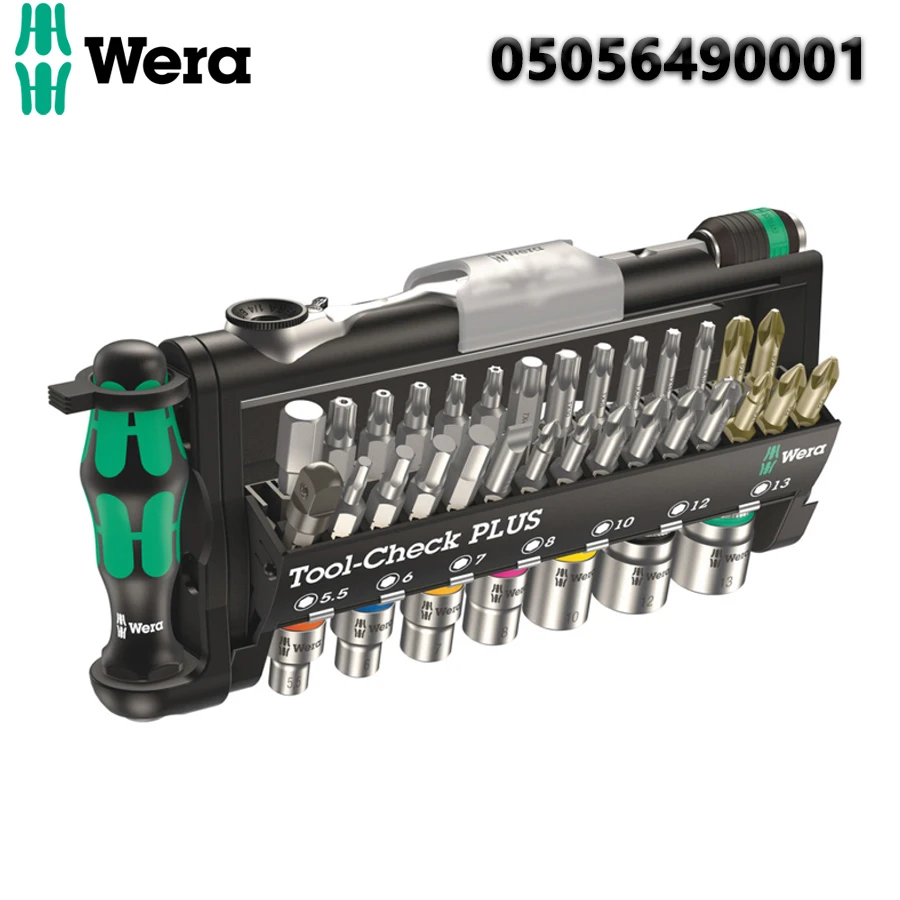 

WERA 05056490001 39 Pieces Tool-Check Plus Metric Slotted Ratchet Screwdriver Set with Sockets Screwd Bit Household Hand Tools