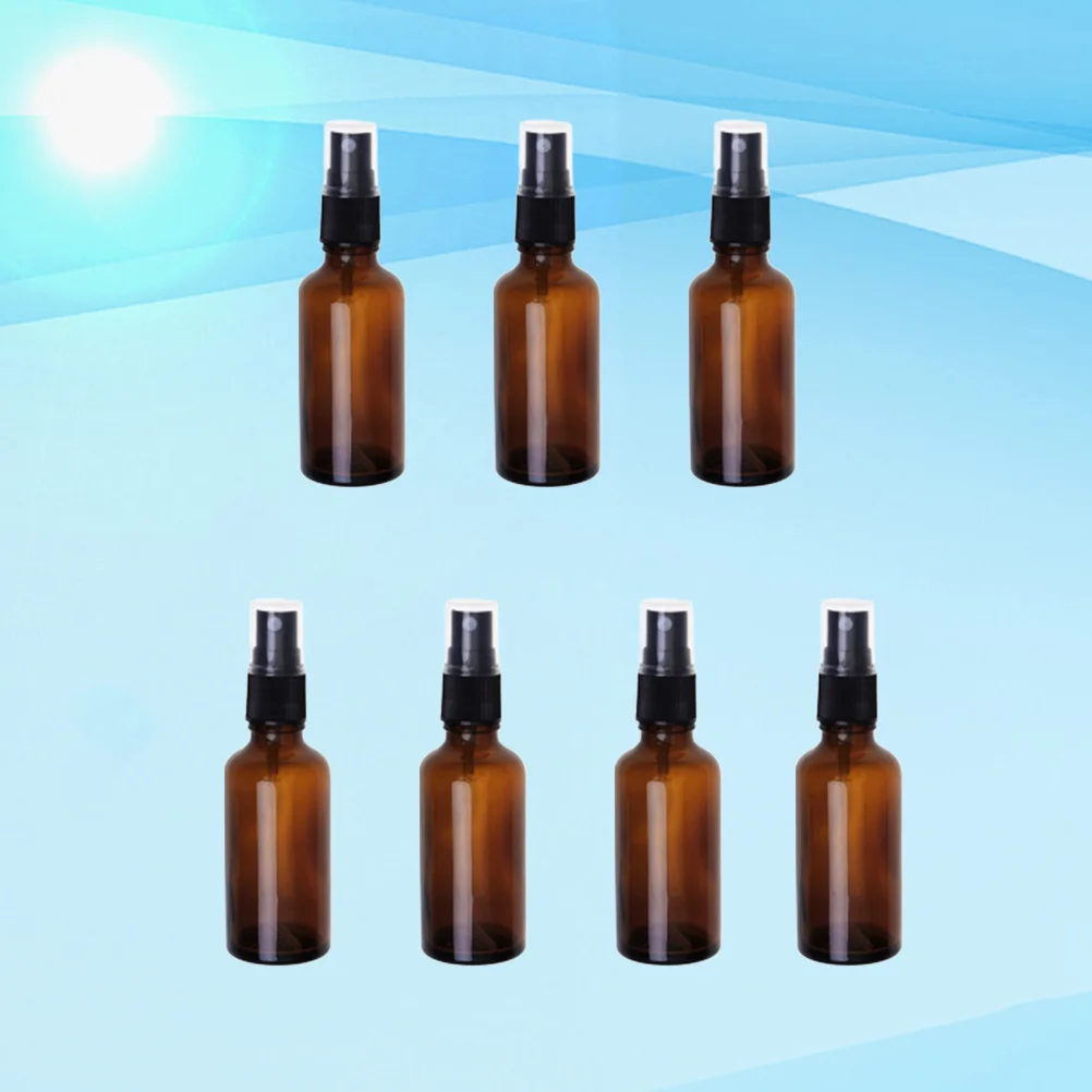 

7 Pcs Glass Sprayer Essential Oil Container Press Pump Bottle Subpackaging Emulsion