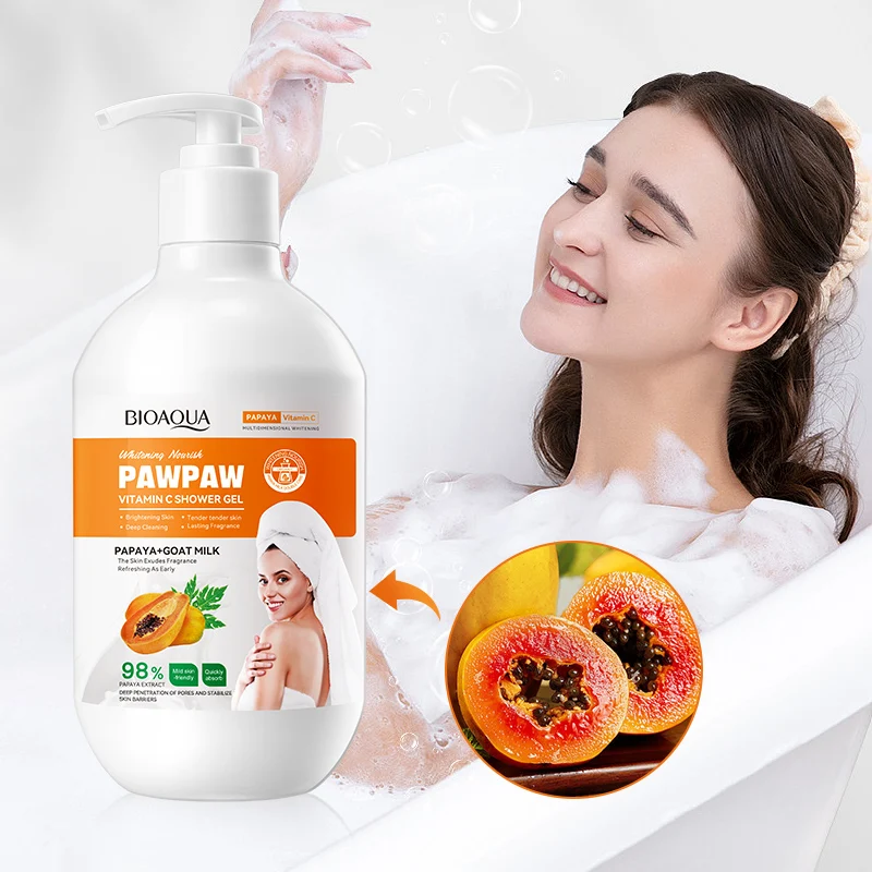 

BIOAOUA Папайя Витамин С Питательный для мытья тела Глубокая очистка кожи Увлажнение Питает Гладкую мягкую кожу Для всех типов кожи 480 мл