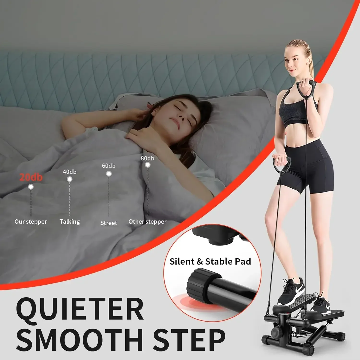 Home Workout Equipment Stair Stepper For Exercise Mini Steppers With Resistance Band Hydraulic Fitness Stepper