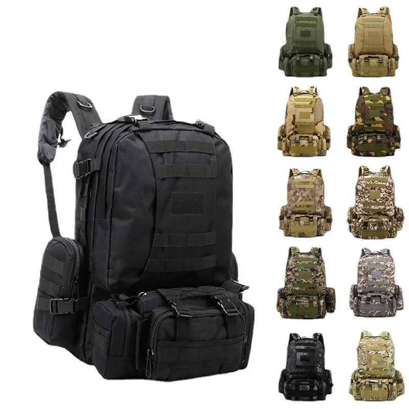 Mochila táctica de camuflaje para hombre, bolso multifuncional de gran capacidad para senderismo al aire libre, deportes