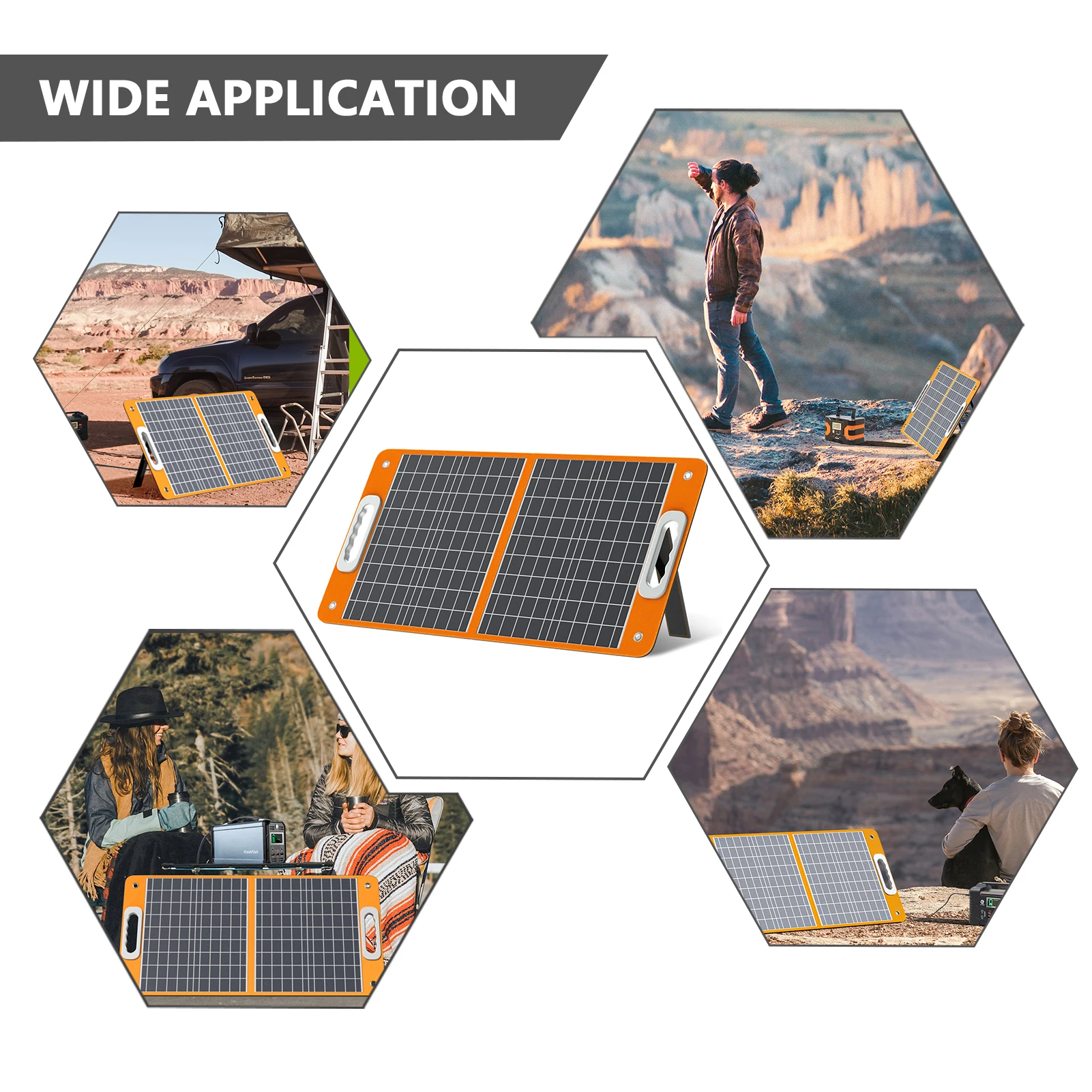 

100W Foldable Solar Panel Portable Solar Charger Flashfish 18V DC Output Power Station PD Type-c/QC3.0 Output Port for Camping