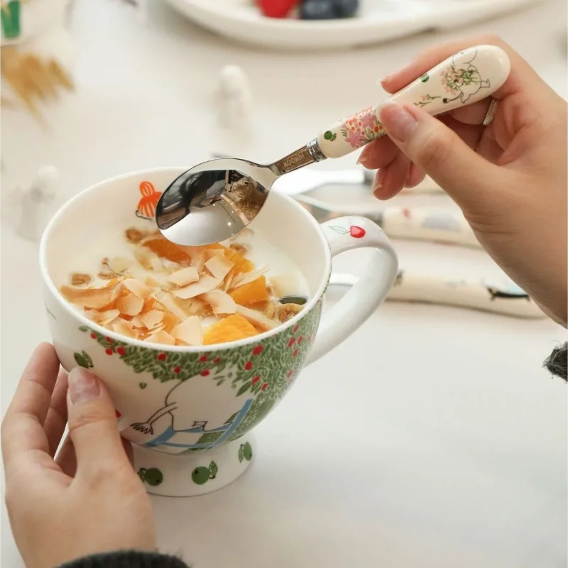 Licensed Moomin Stainless Steel Spoon Fork Set Cartoon Printed Handle Breakfast Dessert Tableware Home Kitchen Cutlery Utensils