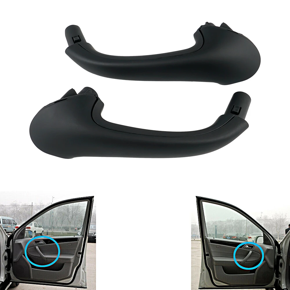 

Plastic Car Replacement Front Left and Right Interior Door Pull Handle Black for Mercedes-Benz W203 C-Class