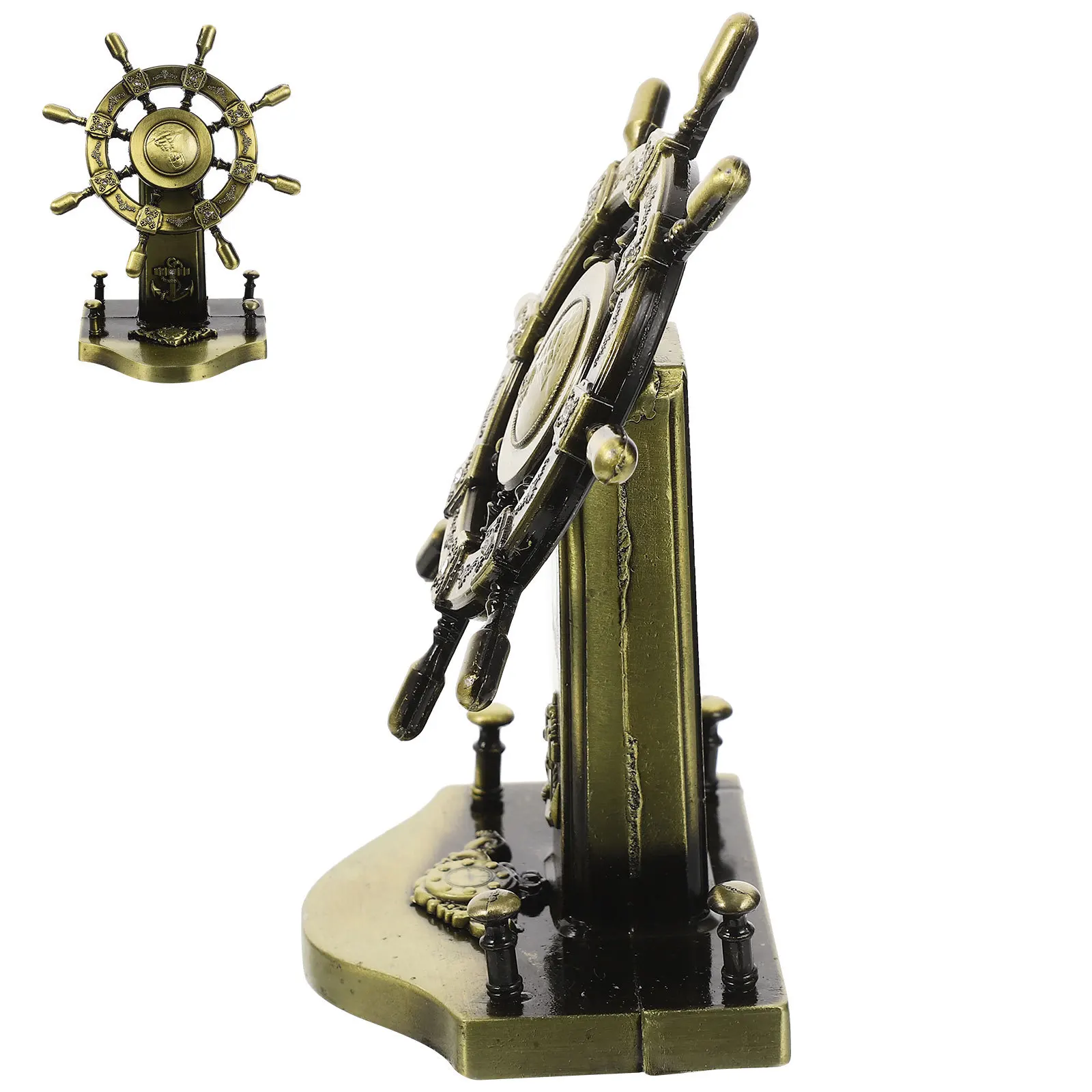 

Vintage Marine Rudder Ornament Mediterranean Style Desktop Decor Boat Steering Wheel For Home Garden Party Decoration