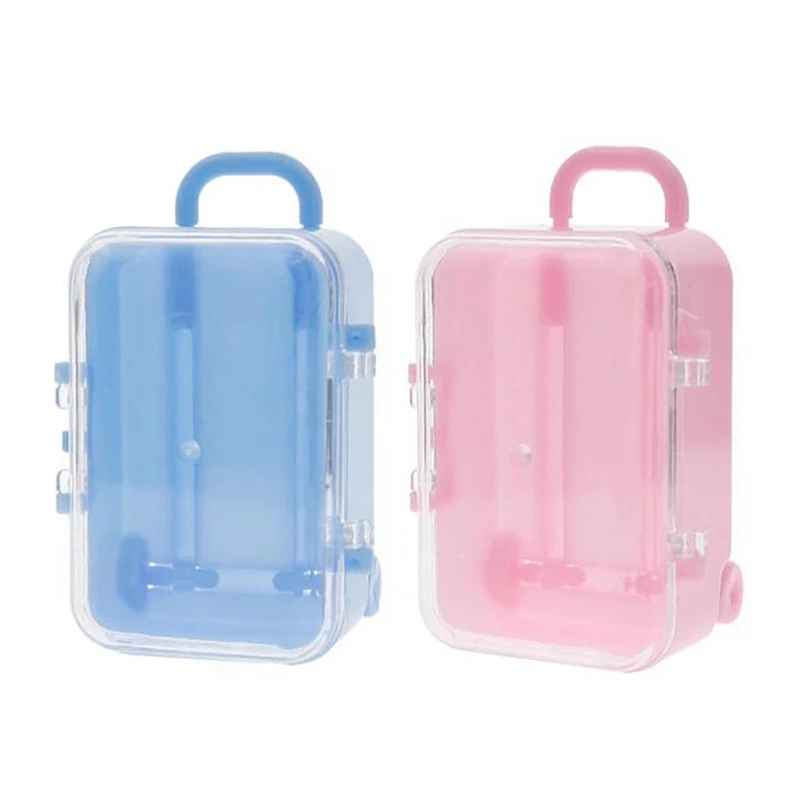 

LUDA 2 Pcs Mini Roller Travel Suitcase Candy Box Personality Creative Wedding Candy Box Luggage Trolley Case Candy Toy Small Sto