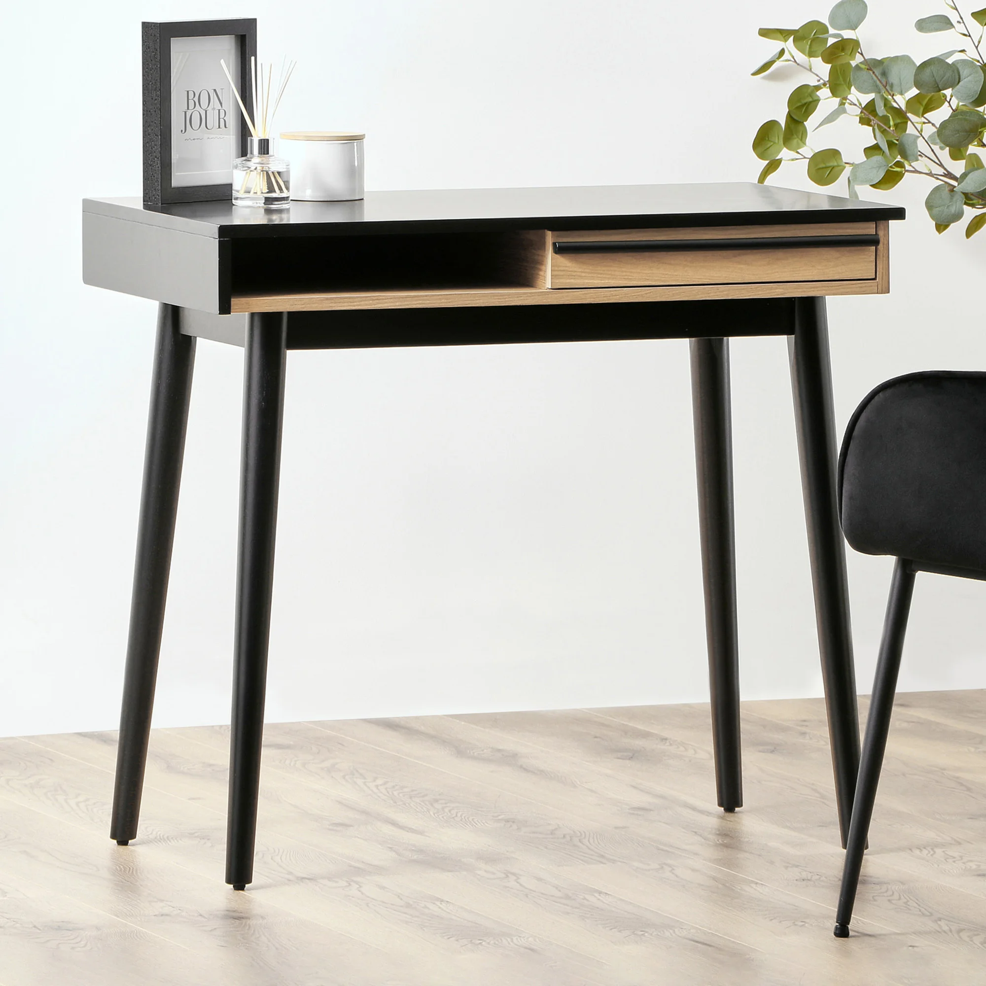 

！@Combohome Wood Writing Desk - Home Office Workbench Desk with Drawer, Width Laptop Computer Work Study Table