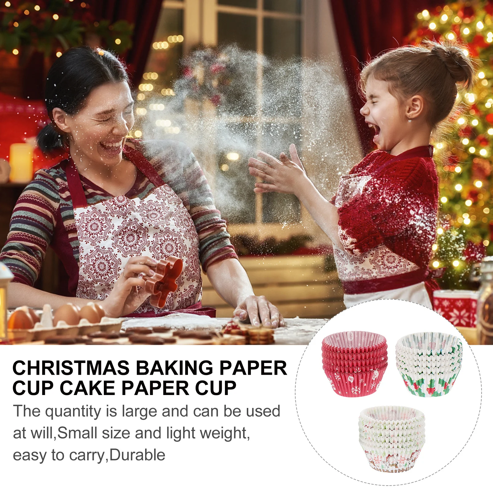 400 قطعة بطانات كب كيك عيد الميلاد أكواب الخبز الورقية عطلة حفل زفاف الحلوى ديكور عيد الميلاد يعامل المجمع مقلاة الكعك #1