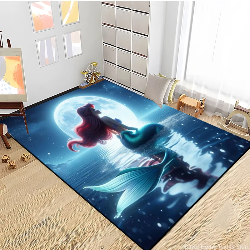 Little Mermaid Ariel Princess Cartoon area carpet for children Living room Bedroom floor mat Round Carpet Children's Bedroom Rug