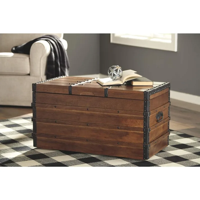 Kettleby Vintage Wood Storage Trunk or Coffee Table with Lift Top 19