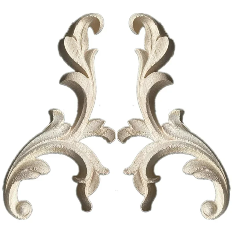 10PCS Woodcarving Decal Corner Applique Frame Door Decorate Wall Doors Furniture Wooden Miniature Franch Hollow Flower