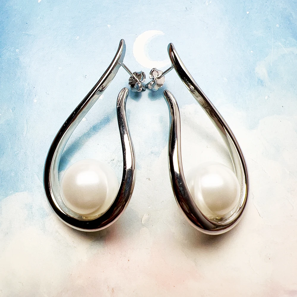 Dangle Earrings Tear Drop Pearl Fine Jewelry For Women Summer Brand New Real Sterling Silver 925 Romantic Gift