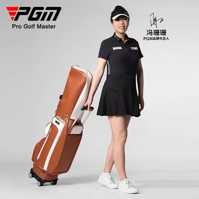PGM Women Golf Bag Korean Version Waterproof Microfiber Pull Rod Bag with Four Wheels That Can Be Pushed/towed QB127