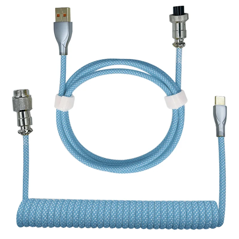 Type-C to USB Data Cable Mechanical Keyboard Coiled Cable Airline Cable Gaming Keyboard Cable Spring Cable Yellow