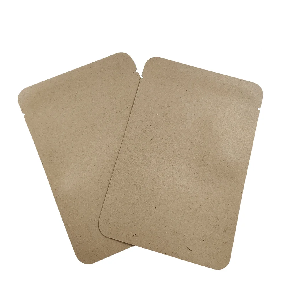 

100Pcs Eco Friendly Aluminum Foil Laminated Flat Pouch Heat Sealable Herbal Tea Coffee Medicine Packaging Kraft Paper Bag