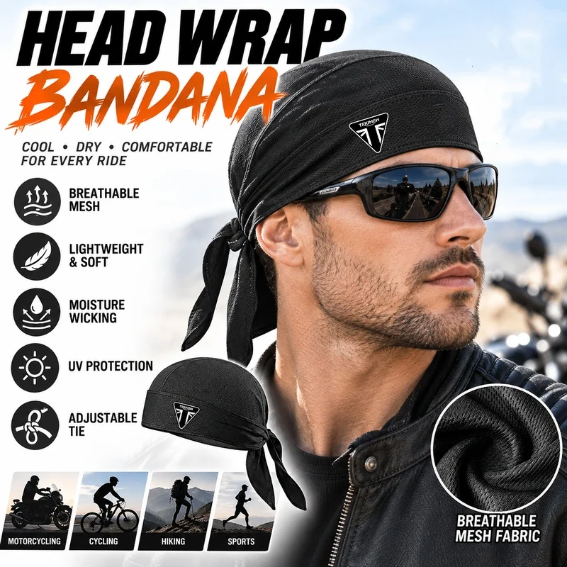 Para la moto Triumph Logo Trident 660: pañuelo para la cabeza, bufanda de verano para hombres, banda para correr y montar en moto, pañuelo para la cabeza, gorro tipo balaclava para senderismo y correr.