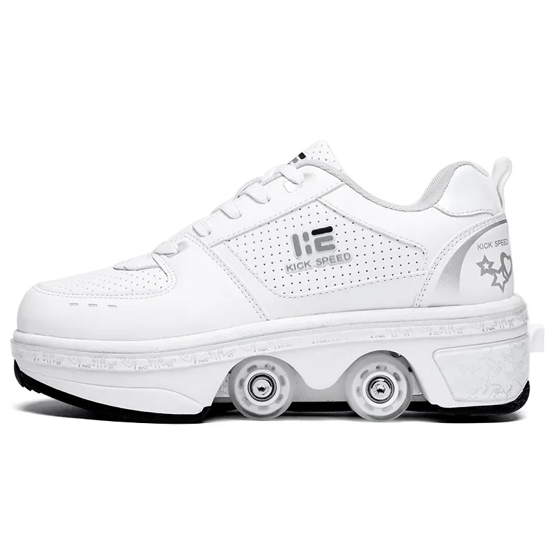 

Kids Deformation Roller Skates Shoes 4 Wheels Parkour Sport Roller Shoes Children Girls Boys Roller Skates Unisex Adult Sneakers