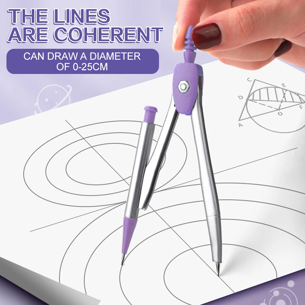 8PCS Maths Set Geometry Set For Secondary School Protractor-Compass Set Prevent Myopia Clear Dual Color For Students Supplies