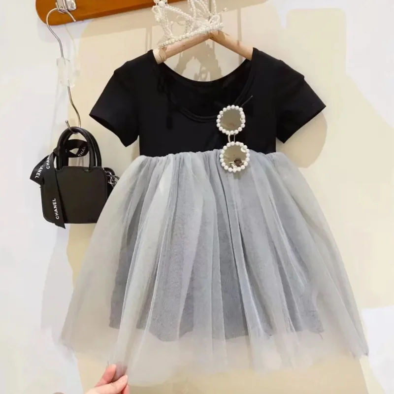 

2024Summer new children's clothing South Korea Fashionable Children's Clothing Girls' Color Matching Tulle Skirt Dance skir