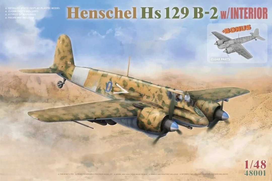 

TAKOM 48001 Henschel Hs129 B-2 1/48 Military Assembled Aircraft Scale Model Kit