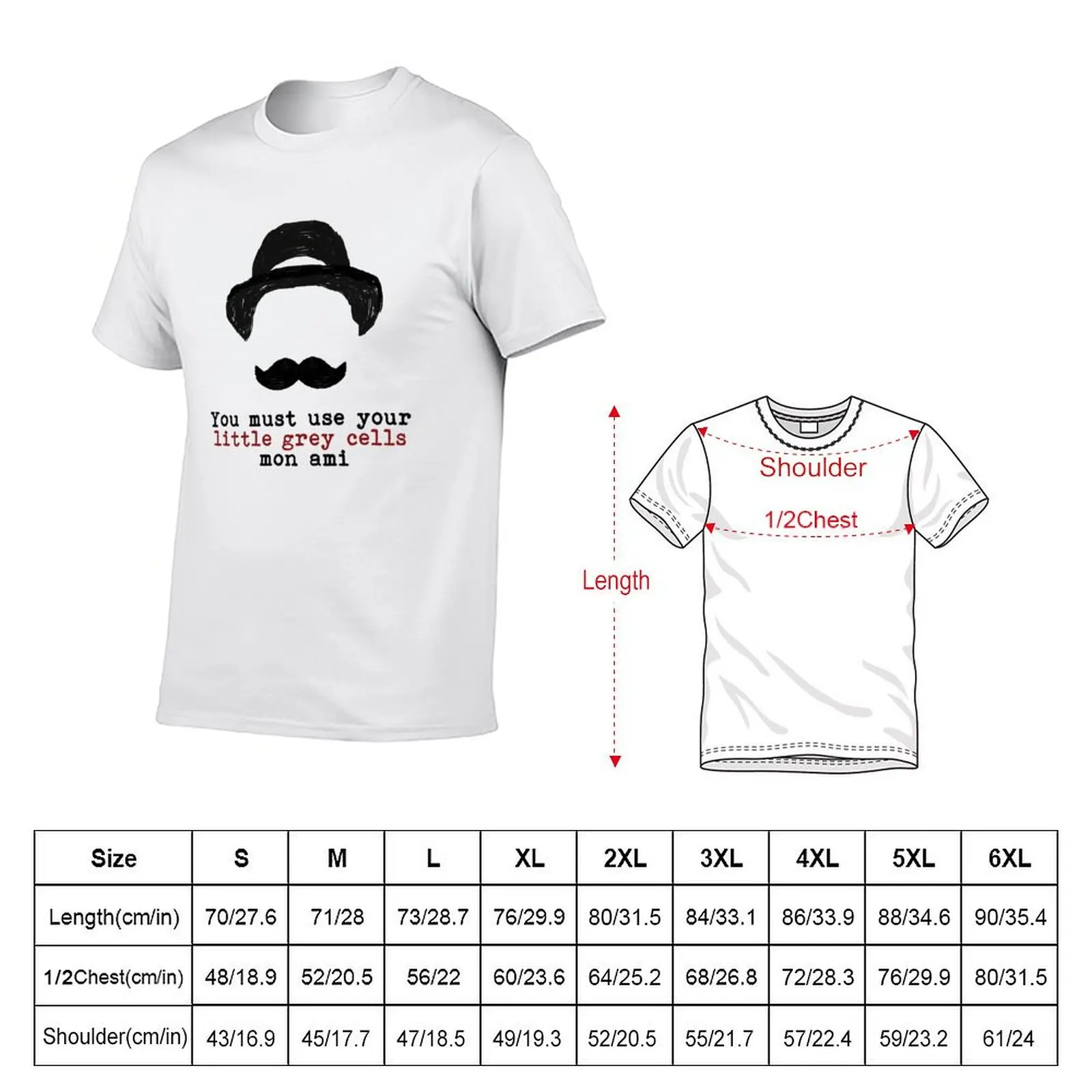 Agatha Christie Hercule Poirot - Little Grey Cells T-Shirt cotton t shirt man T-Shirt