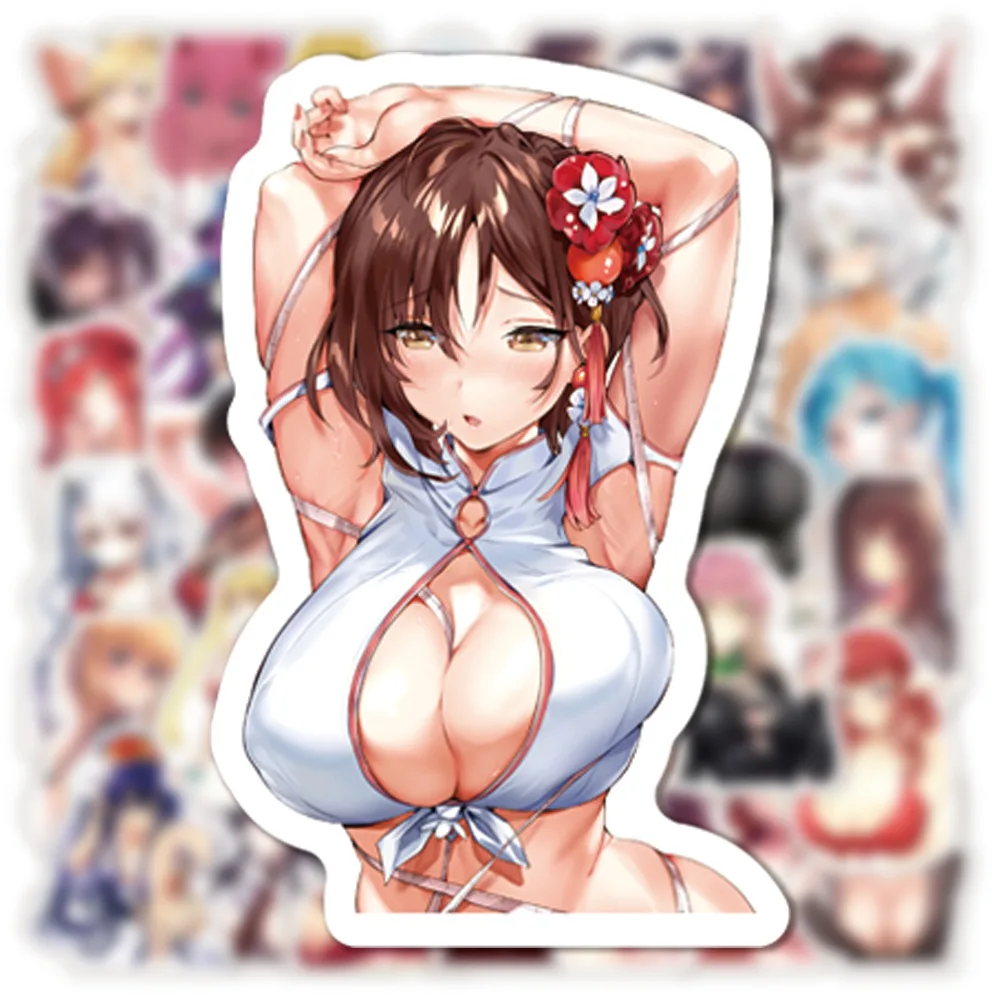 10/30/100 buah kartun Hentai seksi Anime anak perempuan Waifu stiker mainan DIY stiker Skateboard telepon Laptop tahan air stiker dewasa