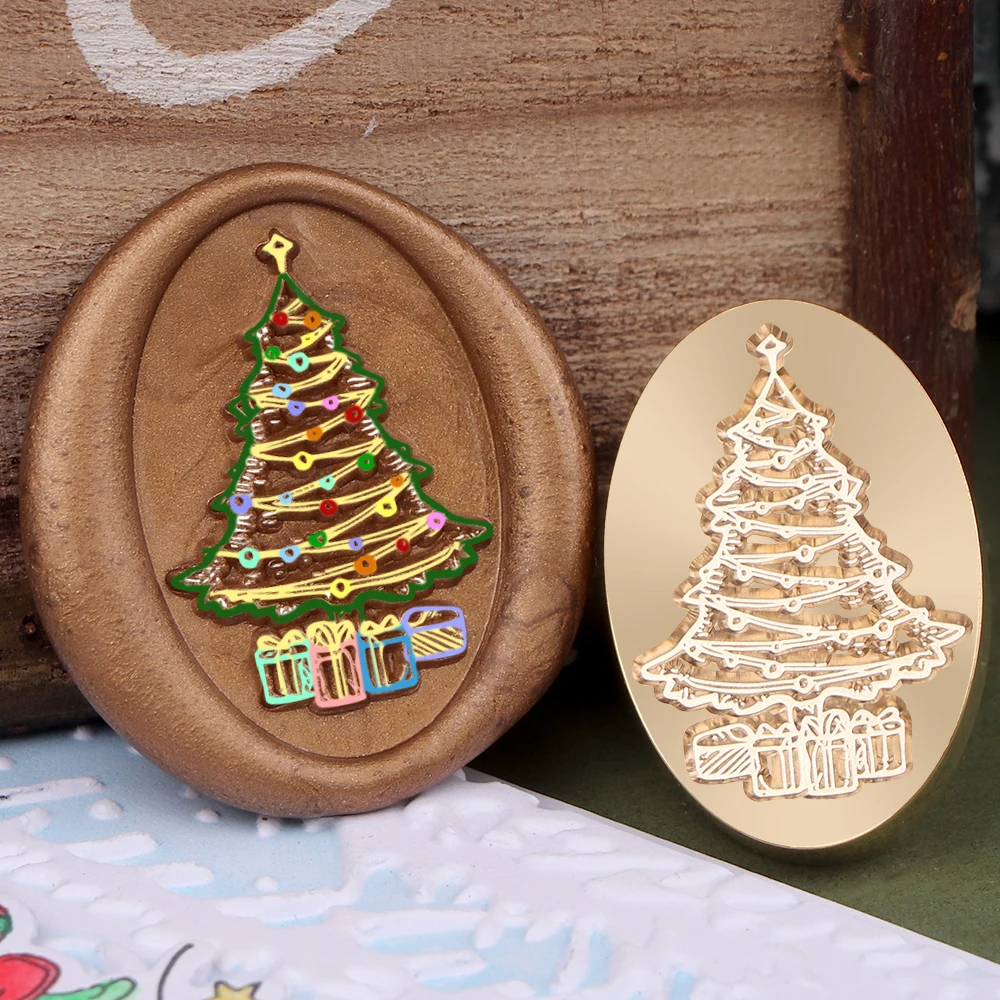 الهدايا تحت شجرة عيد الميلاد البيضاوي ختم من الشمع رئيس سكرابوكينغ المغلف بطاقات الحفلات ديكور ختم من الشمع ختم مجموعة 2025 #1