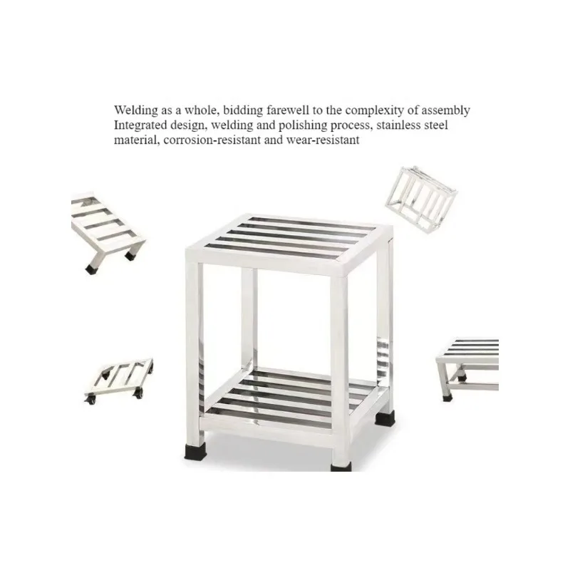 Stainless steel flower rack, thickened floor, four legged stainless steel rack, bathroom bench, anti slip multifunctional flower