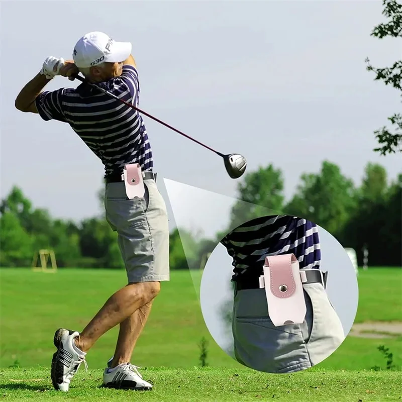 Golf Ball Bag Small Waist Pocket Portable Golf Ball Bag Pu Leather Ball Protective Cover