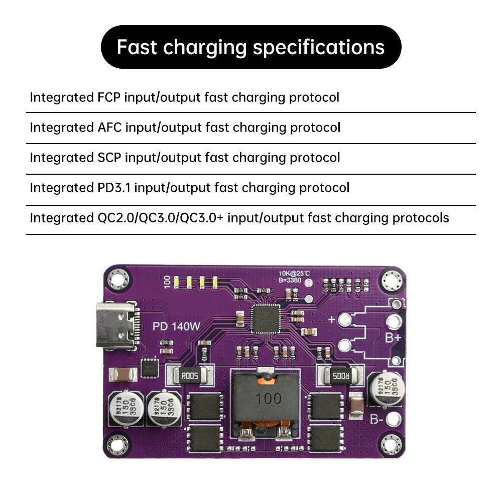 PD3.1 140W Hochleistungs-Schnellladegerät-Modul 3S 4S 5S 6S Typ C Li-Ionen-Batterie-Lade-/Entladegerät-Modul für FCP AFC SCP QC2.0/3.0 – Detail 5