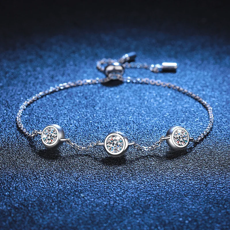 

Платиновый браслет из 18-каратного золота PT950, браслет с бриллиантами Мозамбика, женский французский классический пузырь 0,9 карата, браслет из камня мамбика