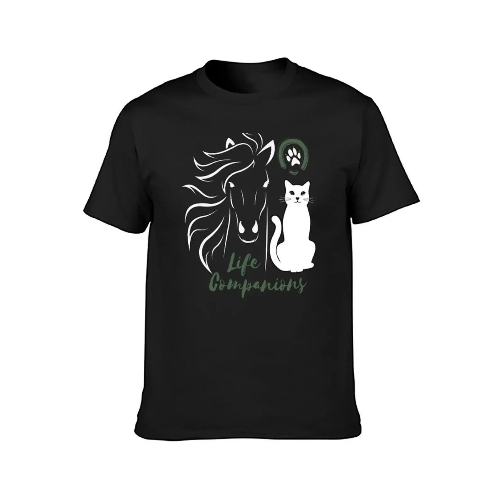 Life Companions, Cat and Horse T-Shirt baggy shirts cute tops mens graphic t-shirts funny