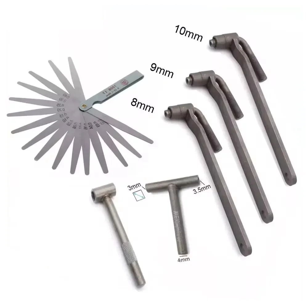 

6pcs/lot Universal Motorcycle Engine Valve adjustment tool valve screw wrench 3/3.5/4mm 8mm 9mm 10mm Feeler gauge 0.02 to 1mm